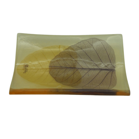 code 039811-R - Natural resin soap dish - leaves
