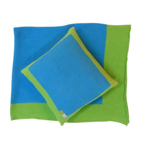 ref.050016-AT-VP - Conjunto manta e capa de almofada em malha de algodão